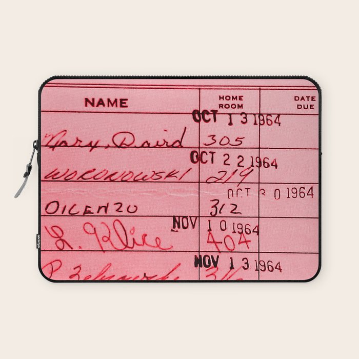 Library Card 23322 Pink Laptop Sleeve Gallery Image 1