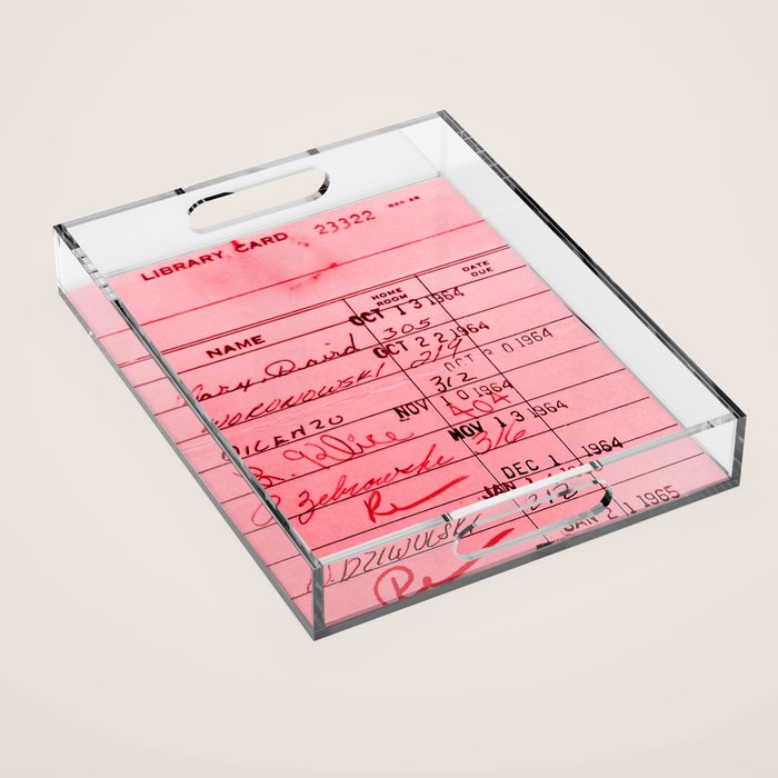 Library Card 23322 Pink Acrylic Tray Gallery Image 1