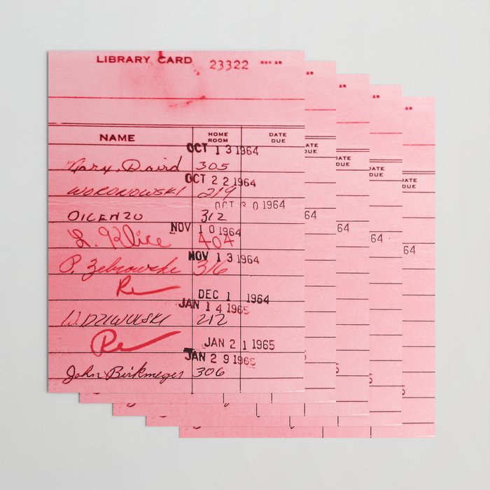 Library Card 23322 Pink Wrapping Paper Gallery Image 3