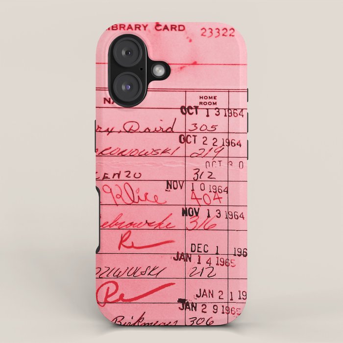 Library Card 23322 Pink iPhone Case Gallery Image 1