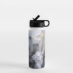 Calm but Dramatic Light Monochromatic Black & Grey Abstract Water Bottle Gallery Image 1