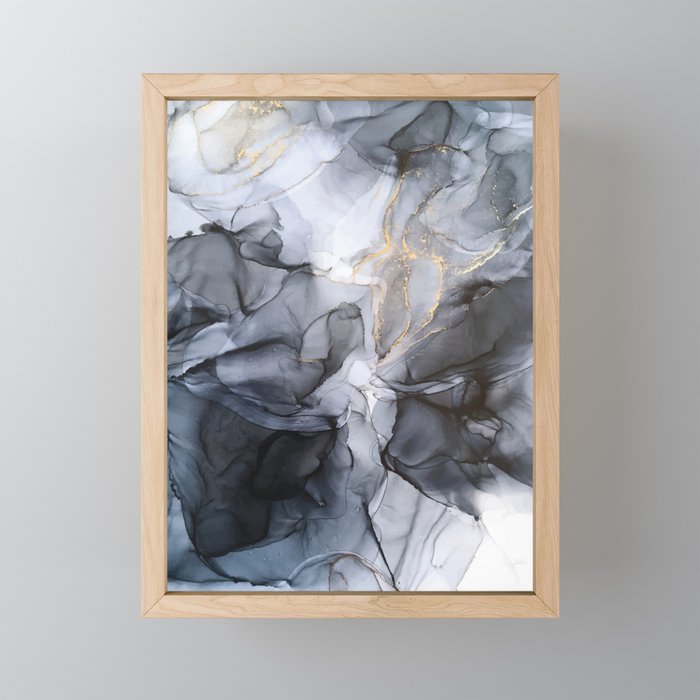 Calm but Dramatic Light Monochromatic Black & Grey Abstract Mini Art Print Gallery Image 1