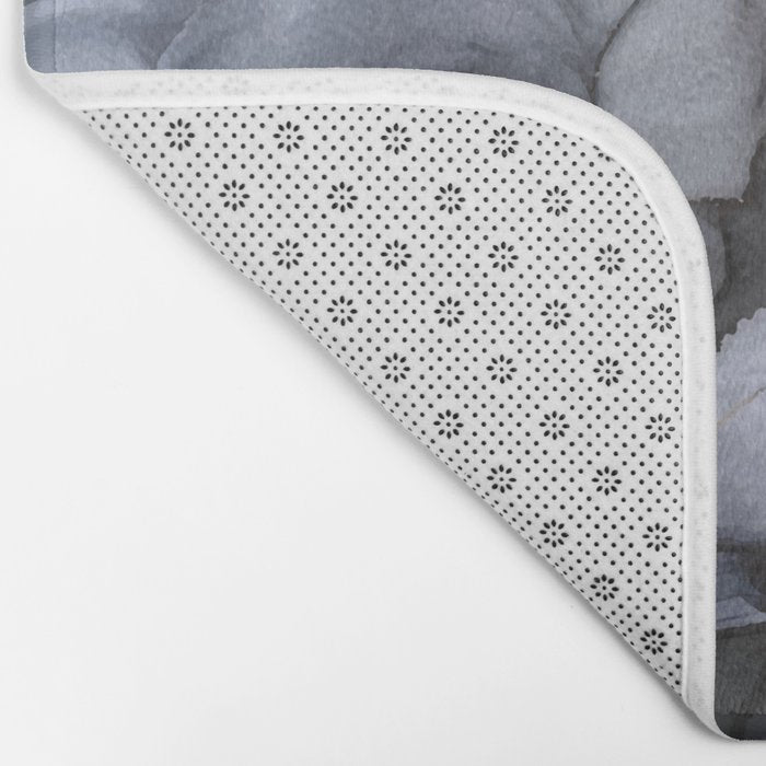 Calm but Dramatic Light Monochromatic Black & Grey Abstract Bath Mat Gallery Image 2