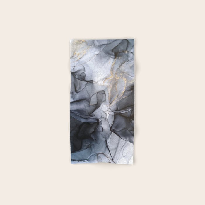 Calm but Dramatic Light Monochromatic Black & Grey Abstract Hand & Bath Towel Gallery Image 1