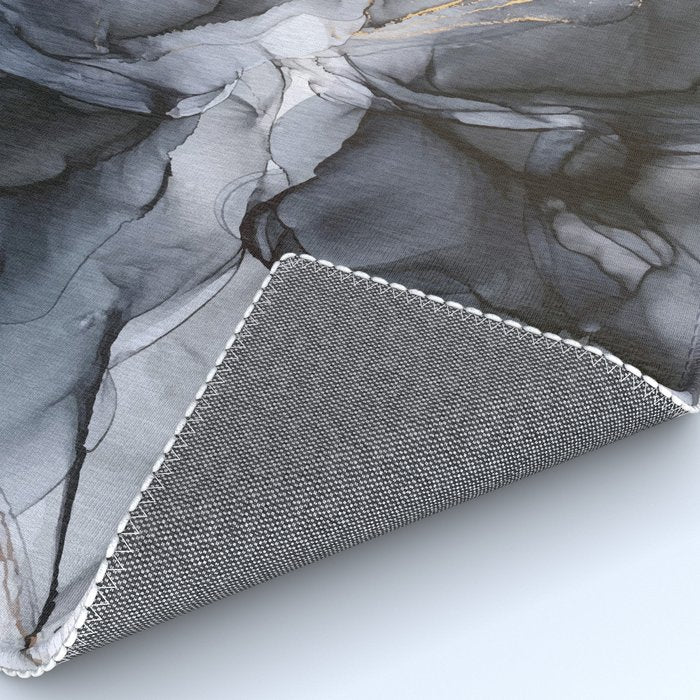Calm but Dramatic Light Monochromatic Black & Grey Abstract Rug Gallery Image 4