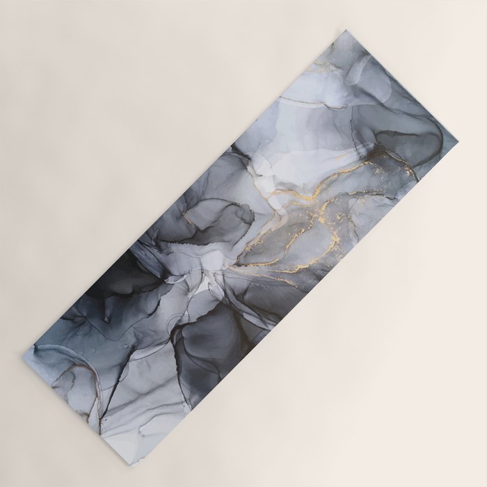 Calm but Dramatic Light Monochromatic Black & Grey Abstract Yoga Mat Gallery Image 1