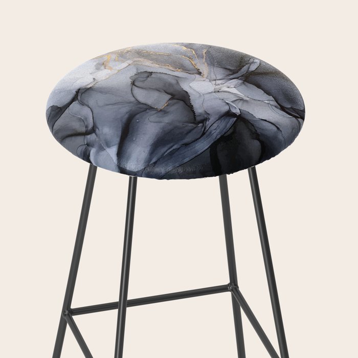 Calm but Dramatic Light Monochromatic Black & Grey Abstract Stool Gallery Image 2