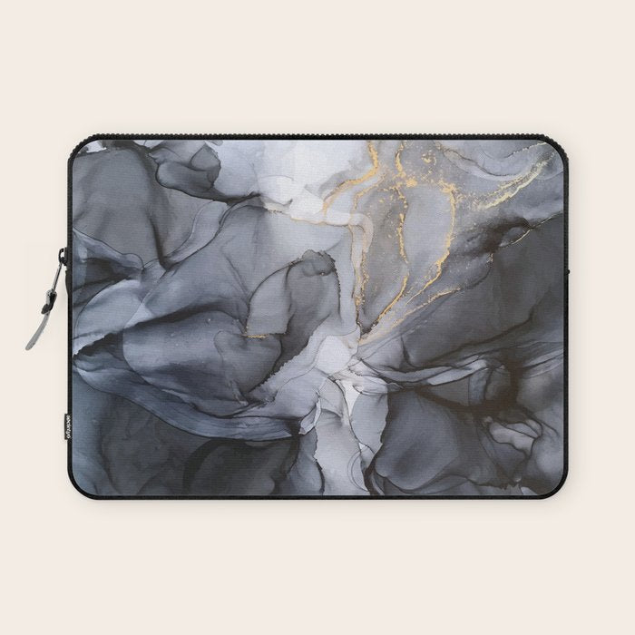 Calm but Dramatic Light Monochromatic Black & Grey Abstract Laptop Sleeve Gallery Image 1