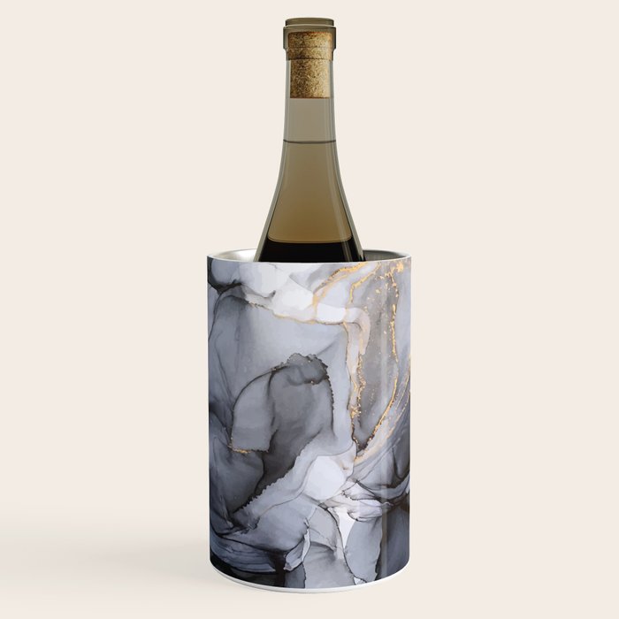 Calm but Dramatic Light Monochromatic Black & Grey Abstract Wine Chiller Gallery Image 1
