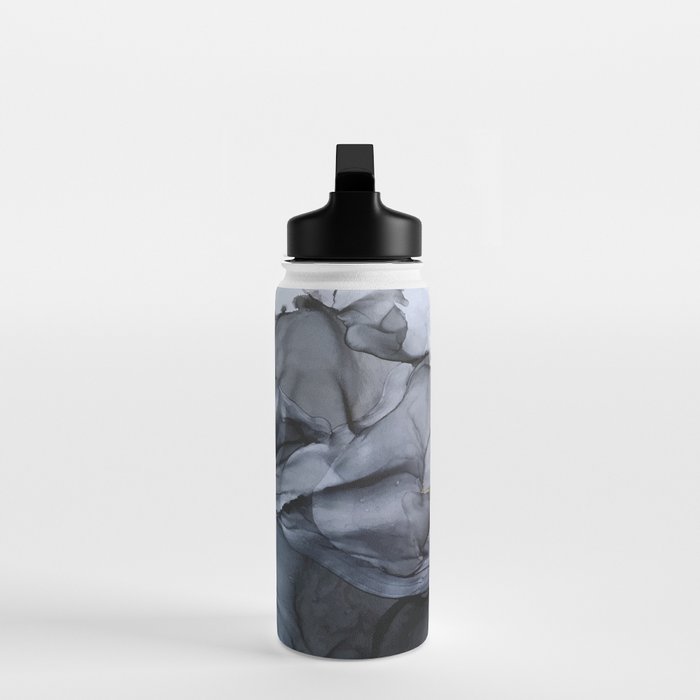 Calm but Dramatic Light Monochromatic Black & Grey Abstract Water Bottle Gallery Image 3