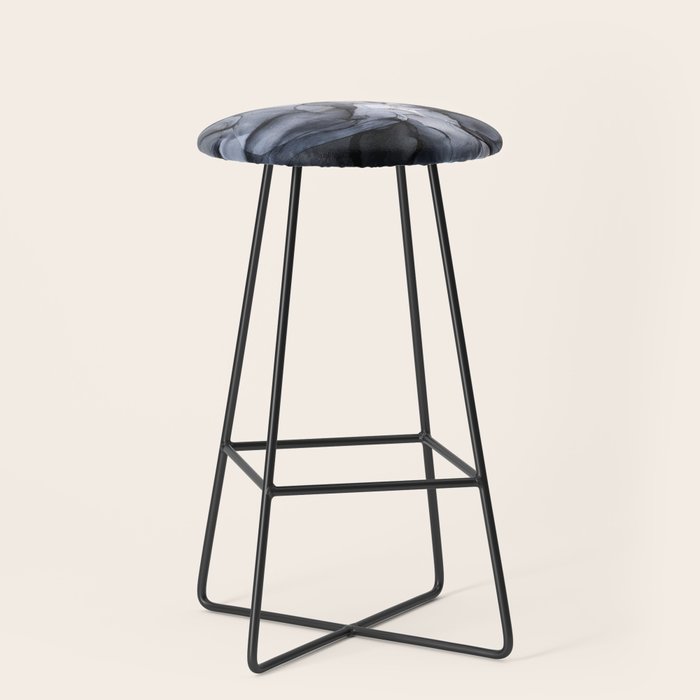 Calm but Dramatic Light Monochromatic Black & Grey Abstract Stool Gallery Image 1