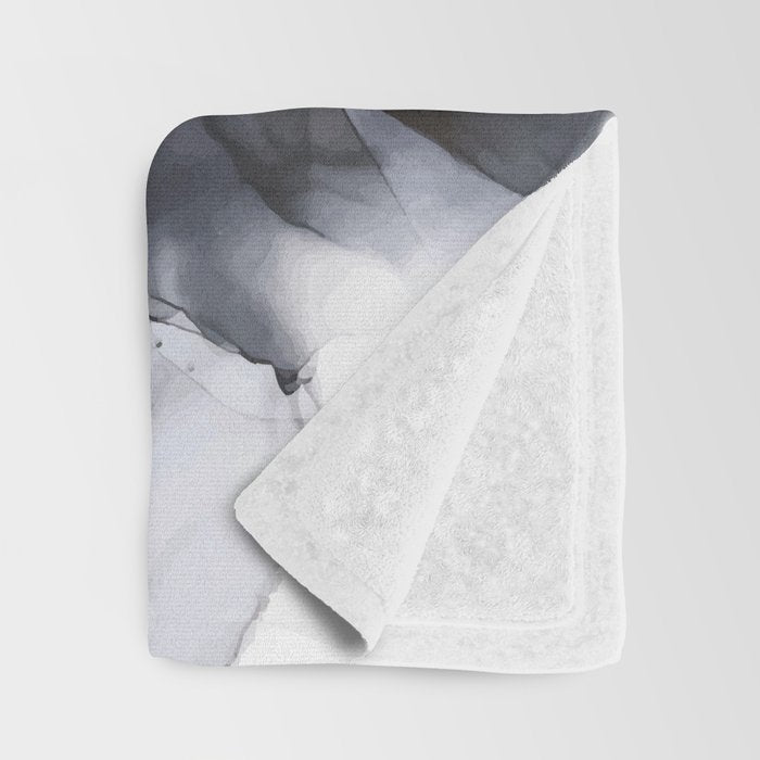 Calm but Dramatic Light Monochromatic Black & Grey Abstract Throw Blanket Gallery Image 3