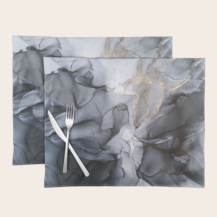 Calm but Dramatic Light Monochromatic Black & Grey Abstract Placemat Gallery Image 1