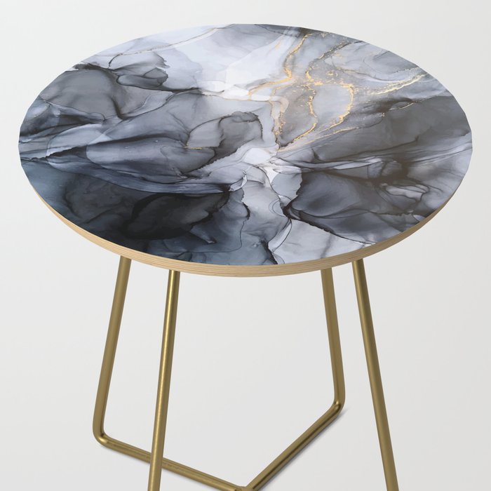 Calm but Dramatic Light Monochromatic Black & Grey Abstract Side Table Gallery Image 2