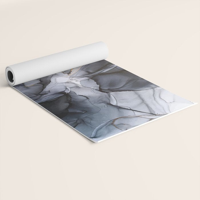 Calm but Dramatic Light Monochromatic Black & Grey Abstract Yoga Mat Gallery Image 2