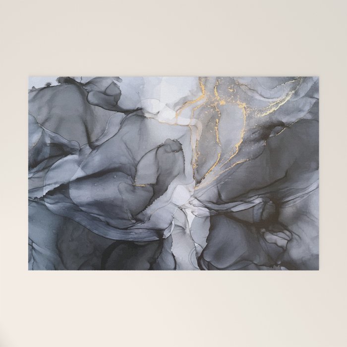 Calm but Dramatic Light Monochromatic Black & Grey Abstract Welcome Mat Gallery Image 1
