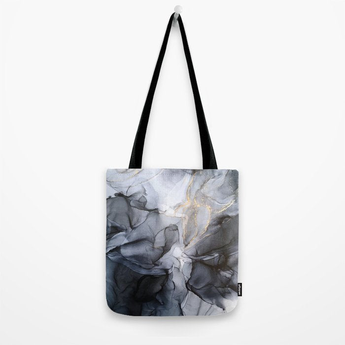 Calm but Dramatic Light Monochromatic Black & Grey Abstract Tote Bag Gallery Image 2