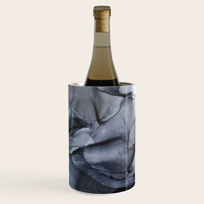 Calm but Dramatic Light Monochromatic Black & Grey Abstract Wine Chiller Gallery Image 2