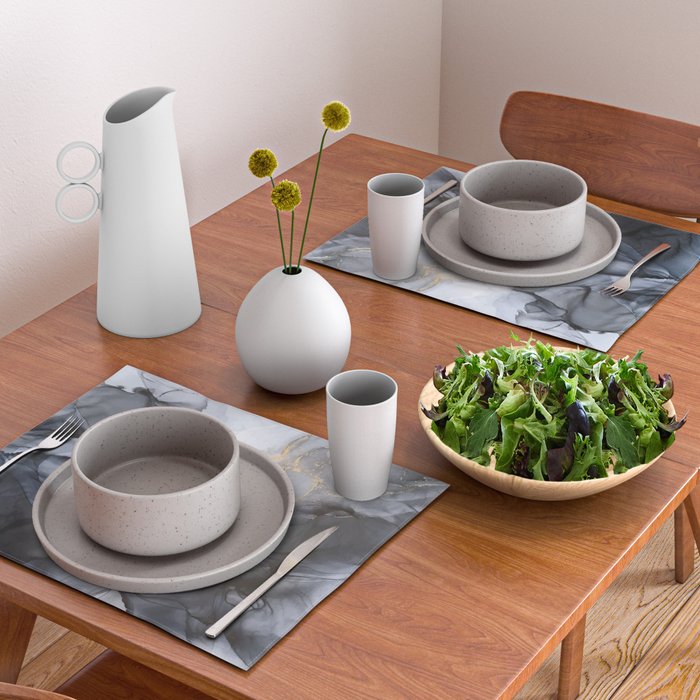 Calm but Dramatic Light Monochromatic Black & Grey Abstract Placemat Gallery Image 2