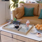Calm but Dramatic Light Monochromatic Black & Grey Abstract Serving Tray Gallery Image 2