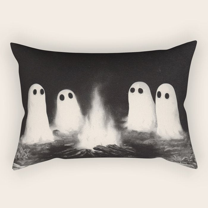 Cute Spooky Ghost Camping Rectangular Pillow Gallery Image 1