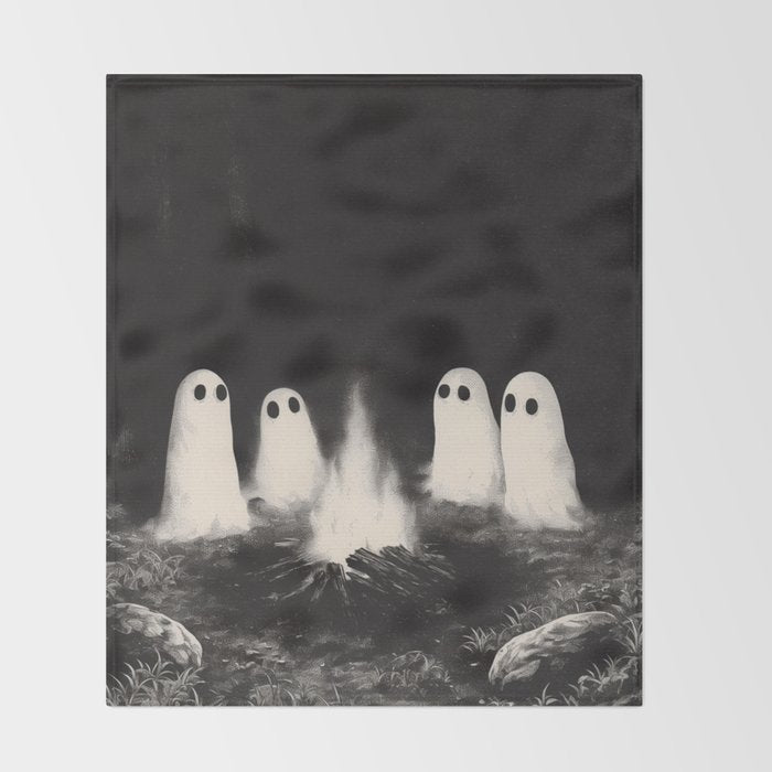 Cute Spooky Ghost Camping Throw Blanket Gallery Image 2