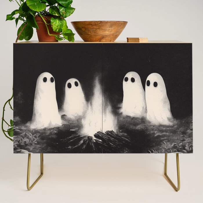 Cute Spooky Ghost Camping Credenza Gallery Image 1