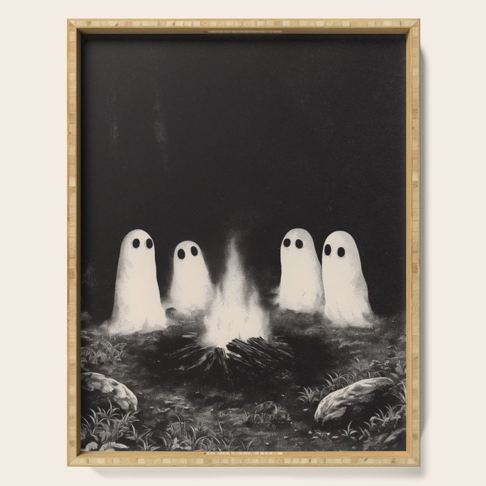 Cute Spooky Ghost Camping Serving Tray Gallery Image 1