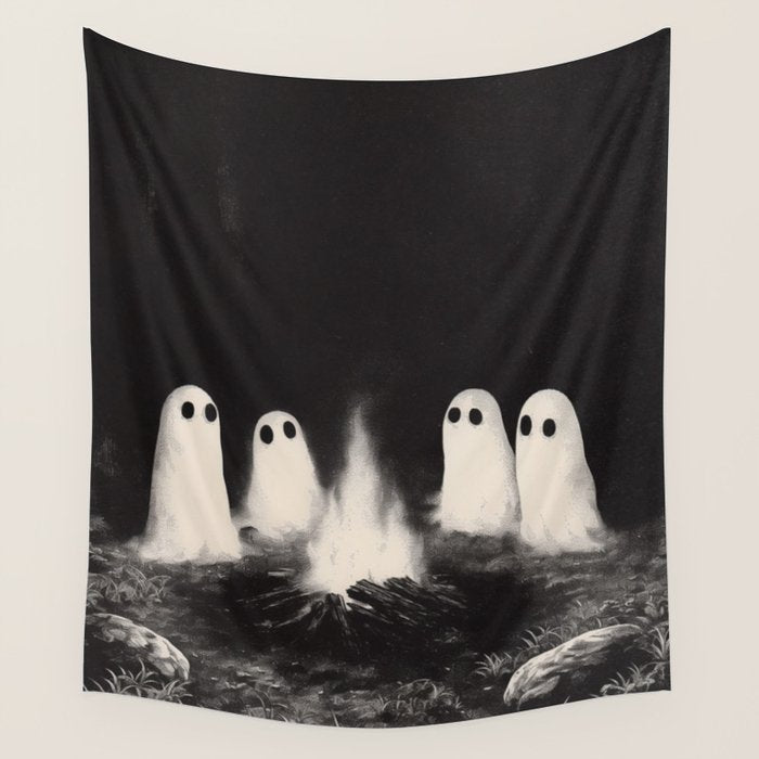 Cute Spooky Ghost Camping Wall Tapestry Gallery Image 4