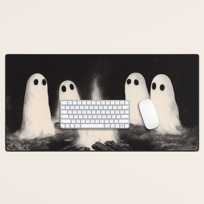 Cute Spooky Ghost Camping Desk Mat Gallery Image 1