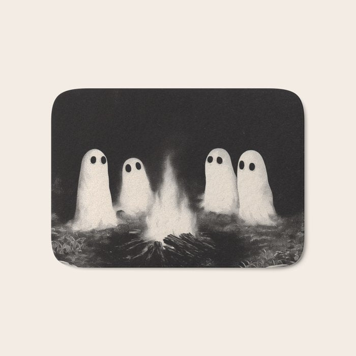 Cute Spooky Ghost Camping Bath Mat Gallery Image 1