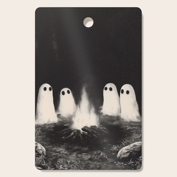 Cute Spooky Ghost Camping Cutting Board Gallery Image 1