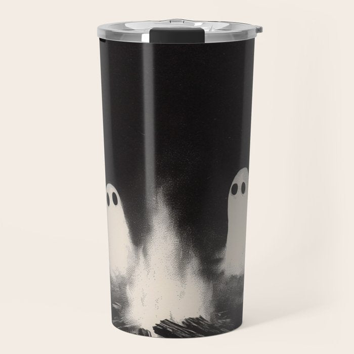 Cute Spooky Ghost Camping Travel Mug Gallery Image 1