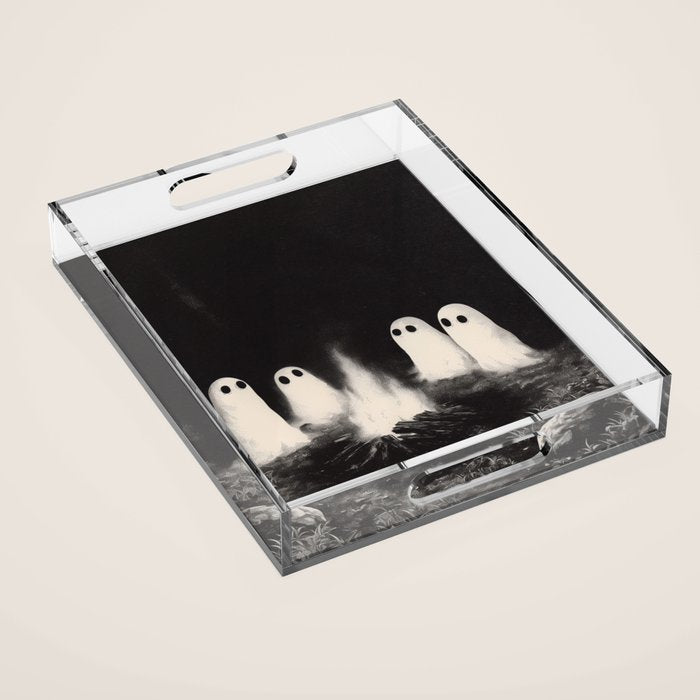 Cute Spooky Ghost Camping Acrylic Tray Gallery Image 1
