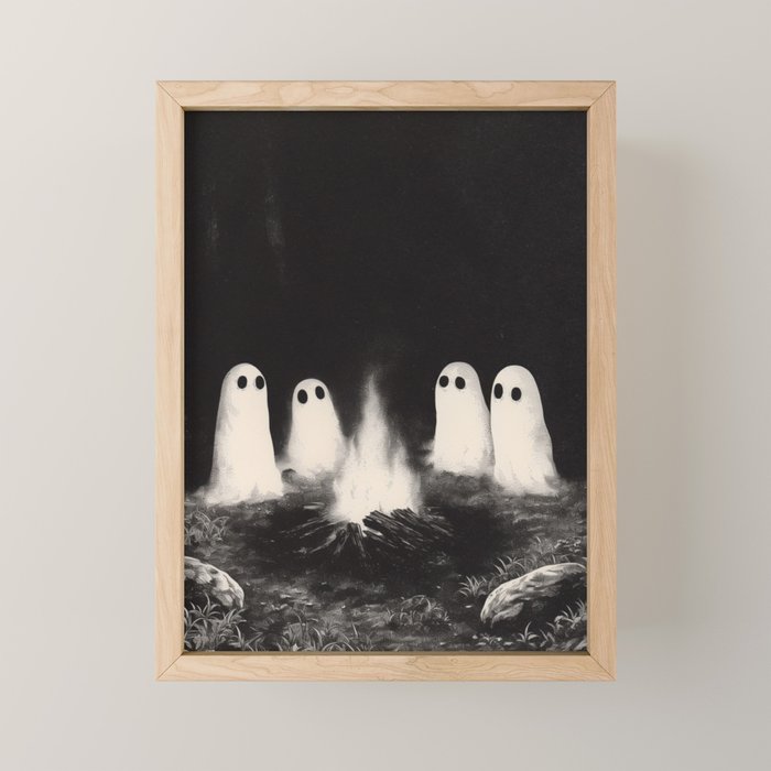 Cute Spooky Ghost Camping Mini Art Print Gallery Image 1