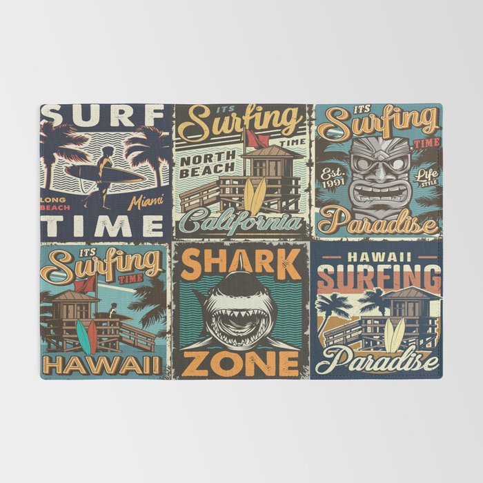 Vintage Surfing Poster Rug Gallery Image 2