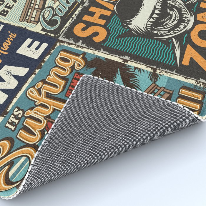 Vintage Surfing Poster Rug Gallery Image 4