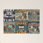 Vintage Surfing Poster Welcome Mat Gallery Image 1