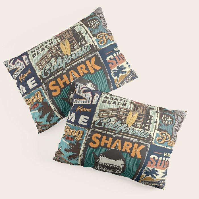 Vintage Surfing Poster Pillow Sham Gallery Image 3