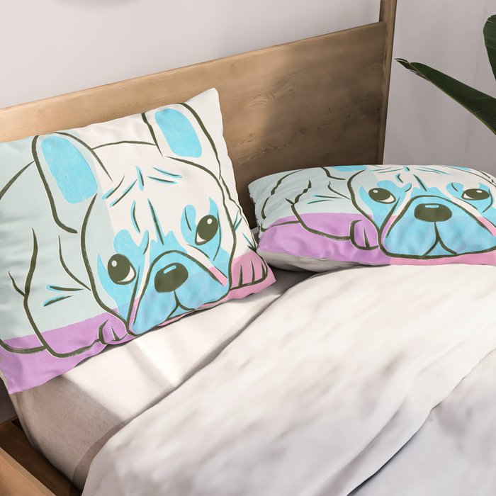 Adorable French Bulldog Puppy Artwork Pillow Sham Gallery Image 2