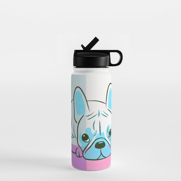 Adorable French Bulldog Puppy Artwork Water Bottle Gallery Image 1