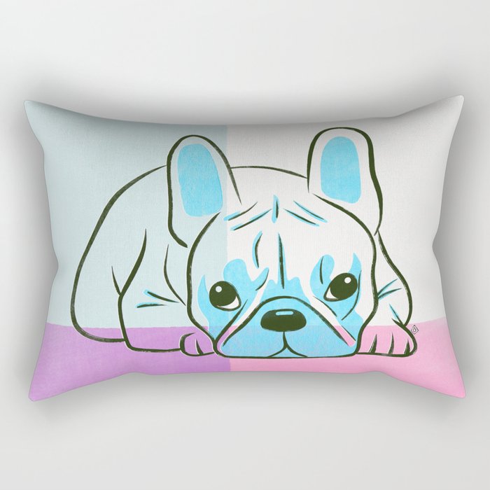 Adorable French Bulldog Puppy Artwork Rectangular Pillow Gallery Image 2