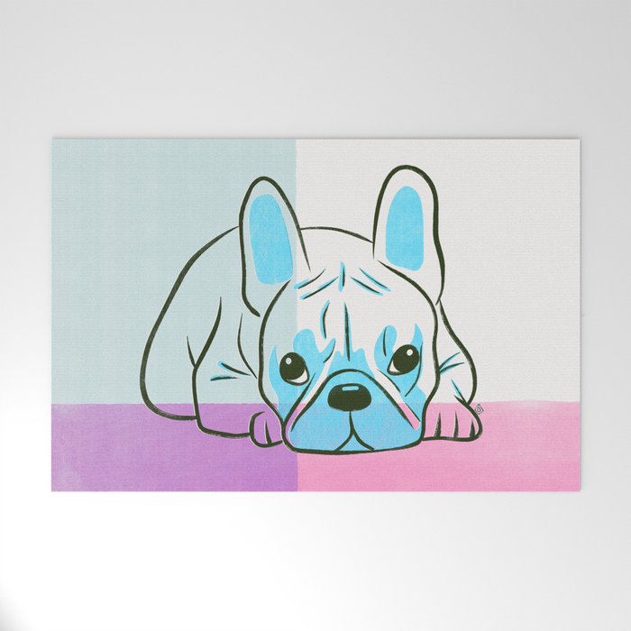 Adorable French Bulldog Puppy Artwork Welcome Mat Gallery Image 1