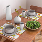 Long Piquet Mid Century Modern Pattern Retro Orange Avocado Brown White  Placemat Gallery Image 2