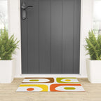 Long Piquet Mid Century Modern Pattern Retro Orange Avocado Brown White  Welcome Mat Gallery Image 3