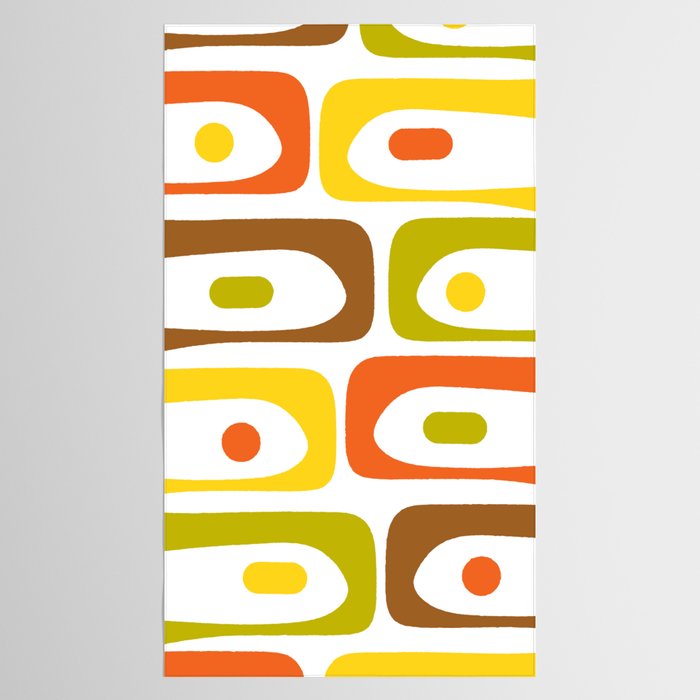 Long Piquet Mid Century Modern Pattern Retro Orange Avocado Brown White  Tablecloth Gallery Image 2