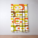 Long Piquet Mid Century Modern Pattern Retro Orange Avocado Brown White  Window Curtain Gallery Image 3
