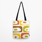 Long Piquet Mid Century Modern Pattern Retro Orange Avocado Brown White  Tote Bag Gallery Image 2