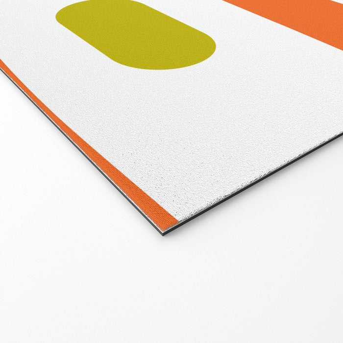 Long Piquet Mid Century Modern Pattern Retro Orange Avocado Brown White  Welcome Mat Gallery Image 2