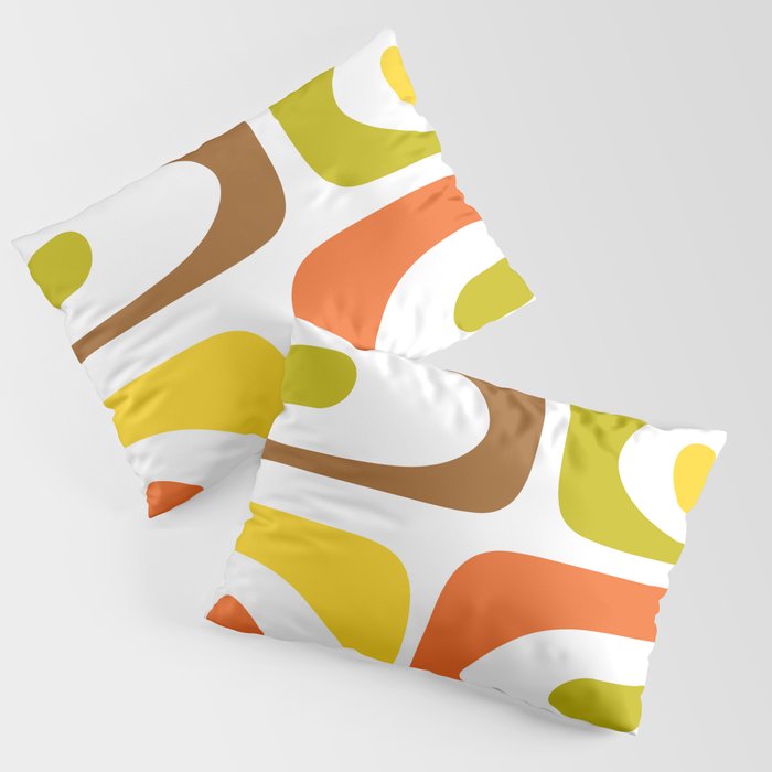 Long Piquet Mid Century Modern Pattern Retro Orange Avocado Brown White  Pillow Sham Gallery Image 3